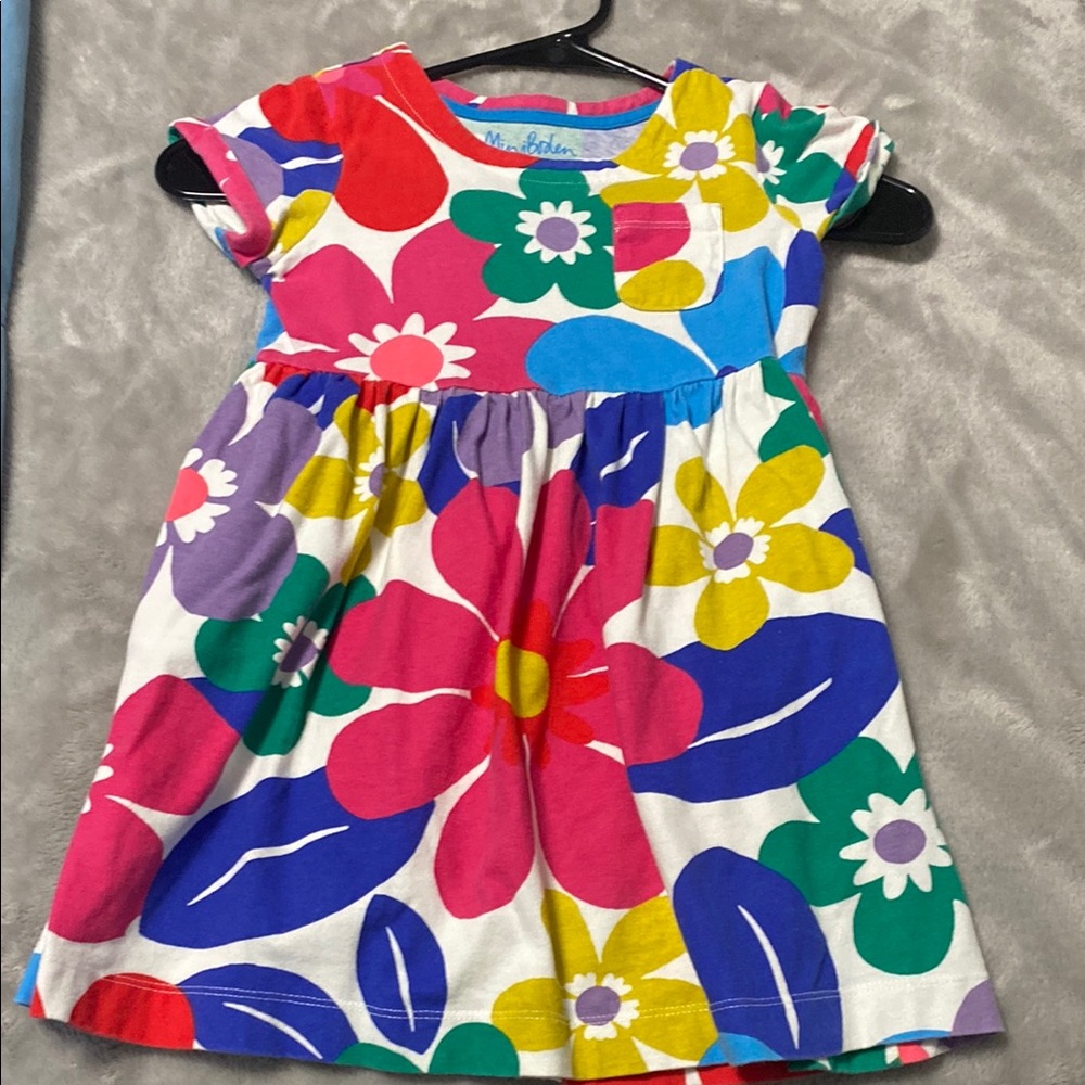 Mini Boden Red and Blue Flutter Sleeve Sundress